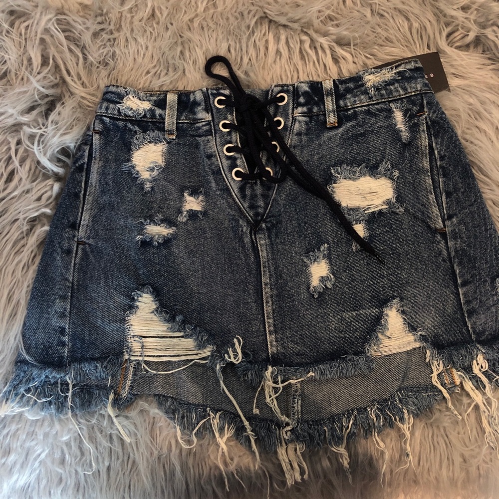 ripped jean skirt